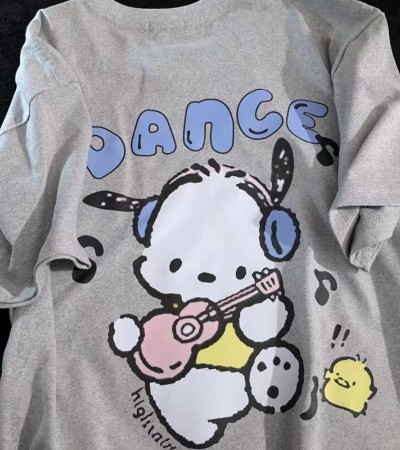 【100%纯棉】现货韩式新款短袖印花图案T恤加大码男女皆宜加大码T恤宽松女式Baju Perempuan Murah Dai Chung