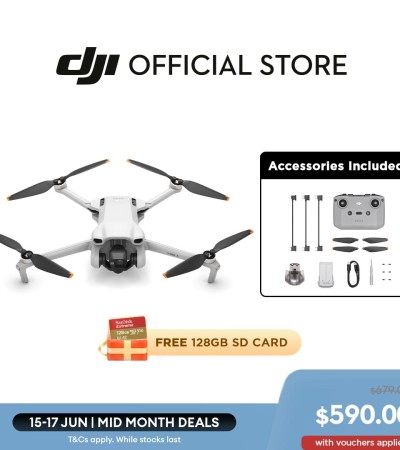 DJI Mini 3 - Camera Drones | Under 249g | 4K HDR Video | Extended Battery Life | True Vertical Shooting | 38kph Level 5 Wind Resistance | (Drone Registration Not Required)