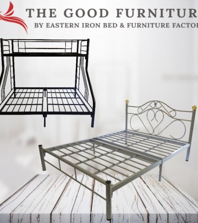 [TheGoodFurniture] Queen Metal bed frame. Queen size bed Single metal frame. Metal Bed. Bunk bed.